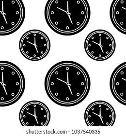 round clock time hour seamless pattern design vector illustration black image