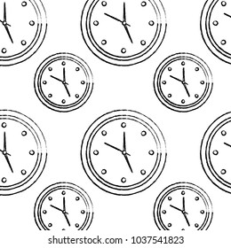 round clock time hour seamless pattern design vector illustration sketch design