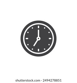 Round clock vector icon. filled flat sign for mobile concept and web design. Wall Clock glyph icon. Symbol, logo illustration. Vector graphics