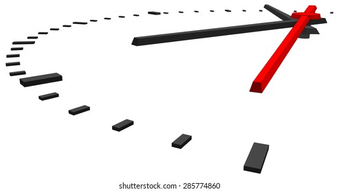 Round clock without numbers on isolated white background. Vector illustration. Close-up view