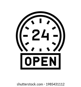 round clock work motel line icon vector. round clock work motel sign. isolated contour symbol black illustration