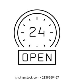 round clock work motel line icon vector. round clock work motel sign. isolated contour symbol black illustration