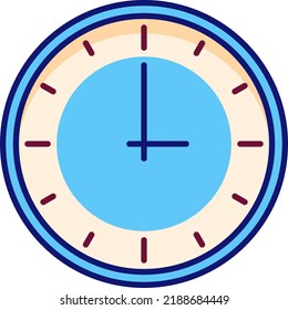 Round Clockface. Wall Clock Color Line Icon