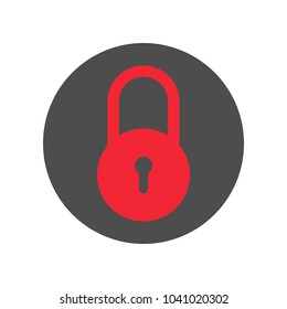 Round closed padlock icon. Vector.