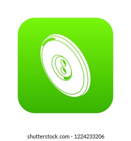 Round clothes button icon green vector isolated on white background