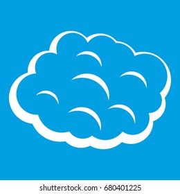 Round cloud icon white isolated on blue background vector illustration