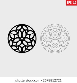 Runde Achterbahn, Vektorgrafik-Design-Paket. Vorlage für geschnitzten Ständer. Schrank fretwork Bildschirm. Lotus Mandala Metalldesign, lasergeschnittene Holzschnitzerei, Vektor einzeln auf weißem Hintergrund. 