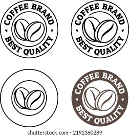 Round Coffee Beans Icon isolated on a White Background