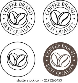 Round Coffee Beans Icon isolated on a White Background