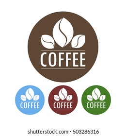 Round Coffee Logo or Icon Template. Isolated.