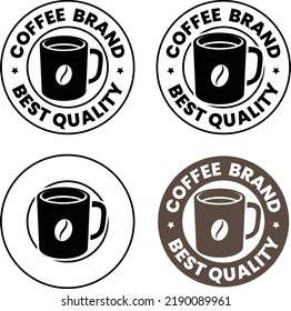 Round Coffee Mug with Coffee Bean Icons isolated on a White Background