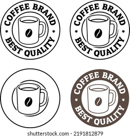 Round Coffee Mug with Coffee Bean Icons isolated on a White Background