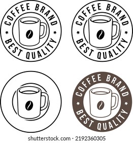 Round Coffee Mug with Coffee Bean Icons isolated on a White Background