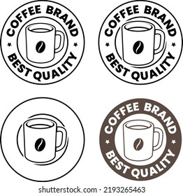 Round Coffee Mug with Coffee Bean Icons isolated on a White Background
