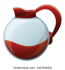 Round coffee pot icon. Cartoon of round coffee pot vector icon for web design isolated on white background