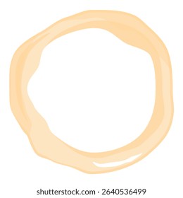 Round coffee stain isolated on white background. Cup ring, tea stain, beverage mark, coffee splash, drink trace, grunge circle. Round trace of spilled coffee print. Cafe design element