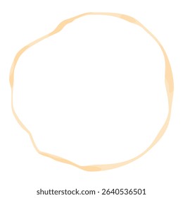 Round coffee stain isolated on white background. Cup ring, tea stain, beverage mark, coffee splash, drink trace, grunge circle. Round trace of spilled coffee print. Cafe design element