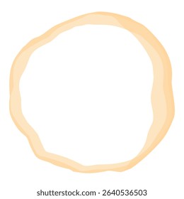 Round coffee stain isolated on white background. Cup ring, tea stain, beverage mark, coffee splash, drink trace, grunge circle. Round trace of spilled coffee print. Cafe design element