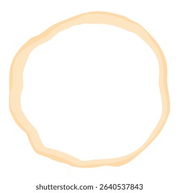 Round coffee stain isolated on white background. Cup ring, tea stain, beverage mark, coffee splash, drink trace, grunge circle. Round trace of spilled coffee print. Cafe design element