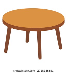 round coffee table interior decoration flat color vector illustration template design