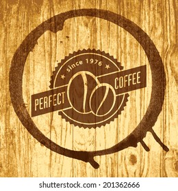 Round Coffee Table Wooden Background Logo Vector Coffee Sticker For Cafe In Blotch On Timber Texture Round Coffee Table Wooden Background Logo Vector Tan Classical Scenery Texture Conceptual Scene Was