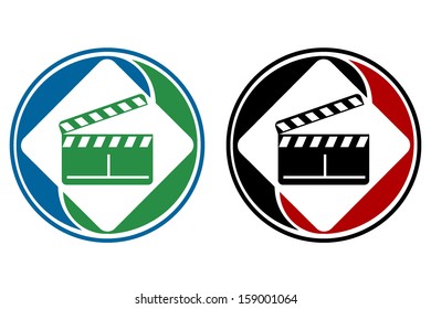 Round color clapper boards web icon design element.