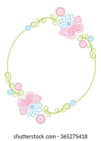 Round color frame with butterflies