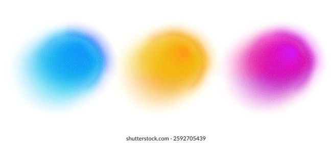 Round color gradient. Blurred grainy blob. Abstract shapes with noise texture isolated on white background. Vector illustration.