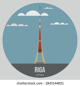 Round Color Icon With A TV Tower