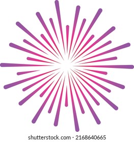 Round color light burst. Purple explosion icon