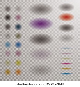 round color shadows with soft edges isolated on transparent background