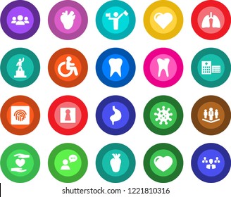 Round Color Solid Flat Icon Set - Dispatcher Vector, Female, Disabled, Pedestal, Heart, Hand, Stomach, Lungs, Real, Tooth, Hospital, Virus, Speaker, Fingerprint Id, Company, Group