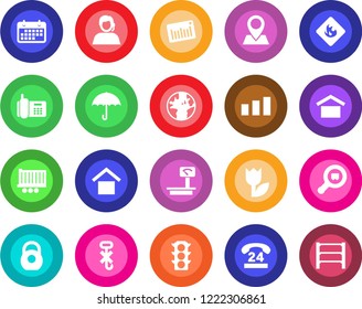 Round color solid flat icon set - earth vector, pin, traffic light, office phone, 24 hours, support, truck trailer, term, umbrella, warehouse storage, no hook, tulip, sorting, heavy, flammable, rack