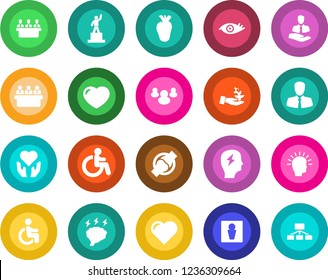 Round Color Solid Flat Icon Set - Male Vector, Disabled, Pedestal, Brainstorm, Meeting, Heart, Hand, Real, Eye, Joint, Client, Group, Palm Sproute, Shining Head, Hierarchy