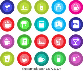 Round color solid flat icon set - coffee machine vector, water supply, alcohol, wine card, drink, cocktail, phyto bar, beer, turkish