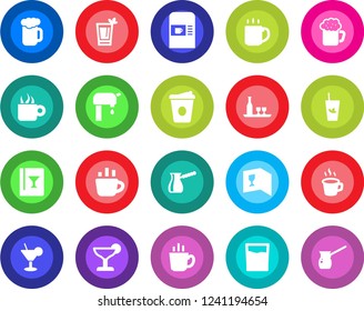 Round color solid flat icon set - coffee machine vector, water supply, alcohol, wine card, drink, cocktail, phyto bar, beer, turkish