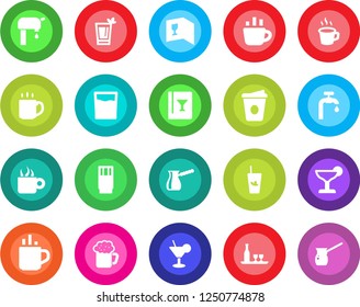 Round color solid flat icon set - hot cup vector, coffee, water supply, alcohol, wine card, drink, cocktail, phyto bar, beer, turkish