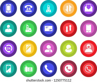 Round color solid flat icon set - phone vector, mobile, office, 24 hours, support, cell, radio, mail, call, data exchange