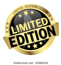 round colored button with banner Limited Edition