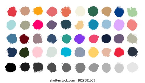 Round colored button. Hand painted ink blob. Hand drawn grunge circle. Graphic design element for cards, corporate identity, web, prints etc. Free hand drawing. Vector isolated on white background. 