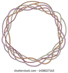 Round colored Celtic frame from a vine with a stroke.