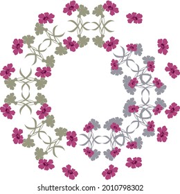 Marco de apertura floral redondeado de la silueta de flores de clavel, vector de varios diseños.