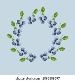 Marco redondeado de color arándano. Ilustración de la tarjeta vector. Marco de círculo para el diseño de jugo de empaque de alimentos desayuno cosméticos dieta de té detox