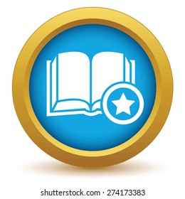 Round colored icon with image of a book and star sign near it