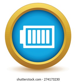 Round colored icon with image of full charged battery