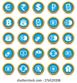 Round colored icon set related to financial issues, isolated on white