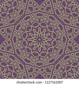Round colored lace pattern for paisley , circle background with floral style. vector illustration. purple color