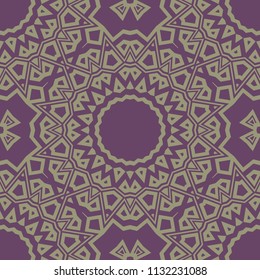 Round colored lace pattern for paisley , circle background with floral style. vector illustration. purple color