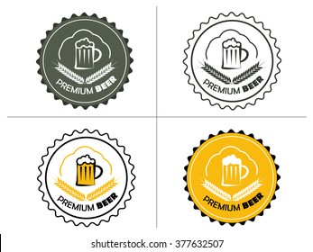 round colored logos with a mug of beer and wheat ears