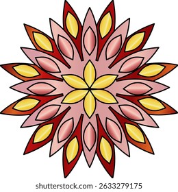 Round Colored Mandala Design Vector  Hand drawn 